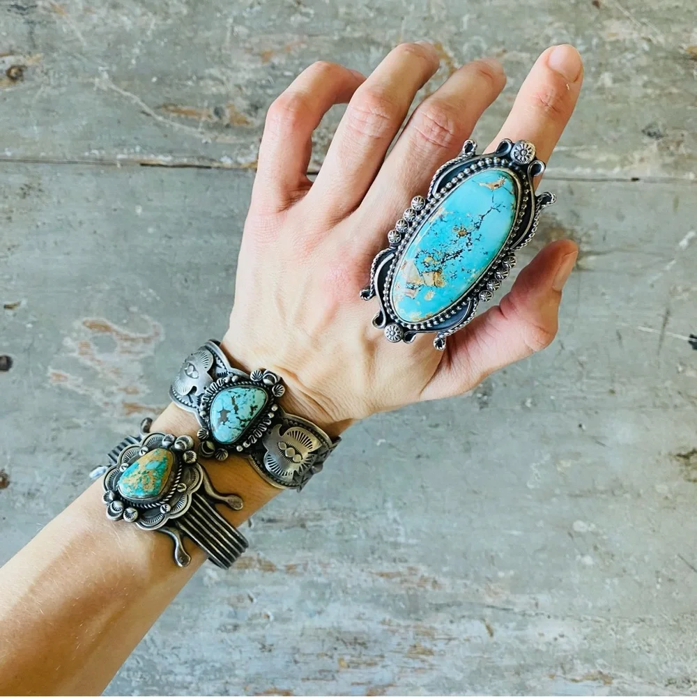 SOLD ♥️ Apache ♥️ Rosella Paxson Sterling Silver & Turquoise Ring - Picture 3 of 14